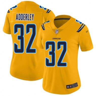 Los Angeles Chargers NFL Football Nasir Adderley Gold Jersey Women Limited  #32 Inverted Legend->los angeles chargers->NFL Jersey